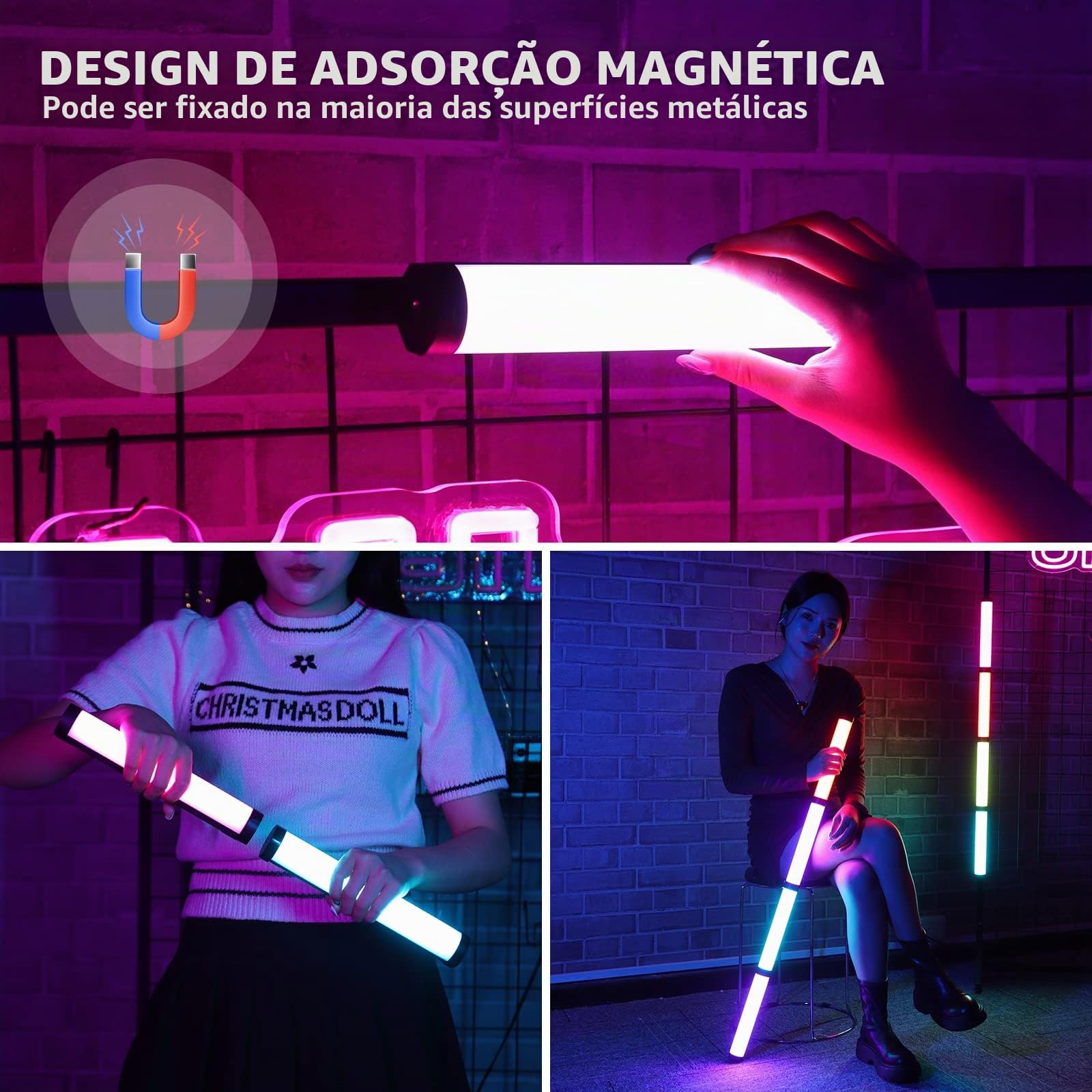 ULANZI VL110 Bastão de Luz RGB Portátil para Câmera, Barra de Tubo