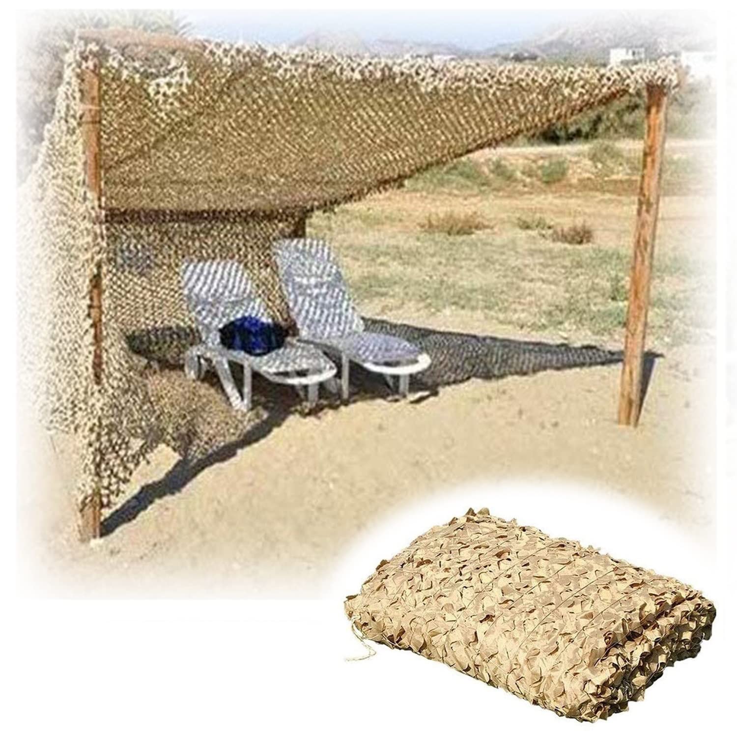 Red De Camuflaje Beige Para Jardín Y Exteriores - Tela Poliéster 150D, Tamaño 2x4 M (6,5x13 Pies), Para Sombra, Privacidad, Caza Y Decoración