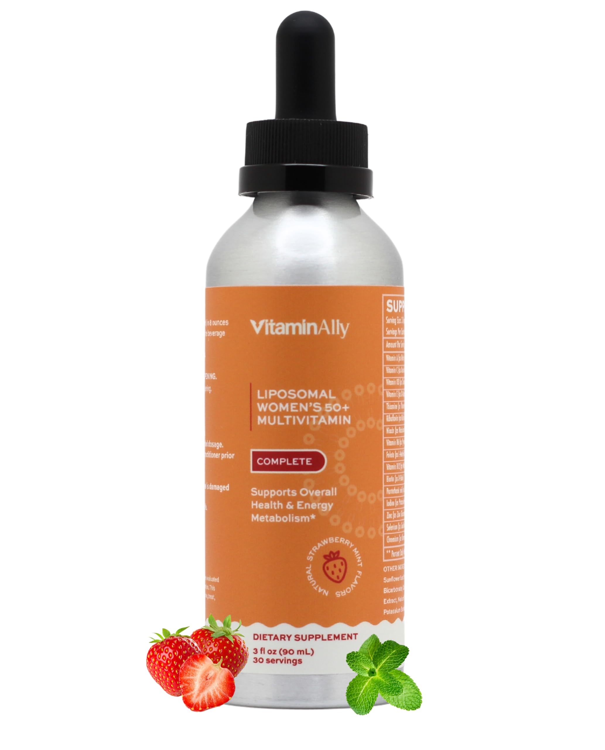 Liposomal Women's 50+ Liquid Multivitamin Drops | Non-GMO | Sugar Free | Supports Immunity, Overall Health and Energy | 30 Day Supply | 3 FL Oz (Natural Strawberry Flavor)