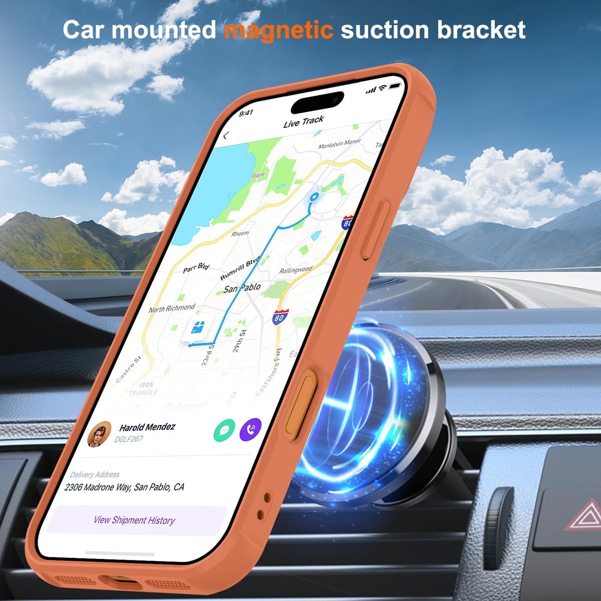 CHAOFEnG Magnetic Compatible with iPhone 17 Pro Max Case with Stand [Military Grade Drop Tested][Compatible with Magnet] Ring Translucent Slim Hard Back Soft Edge, Cosmic Orange
