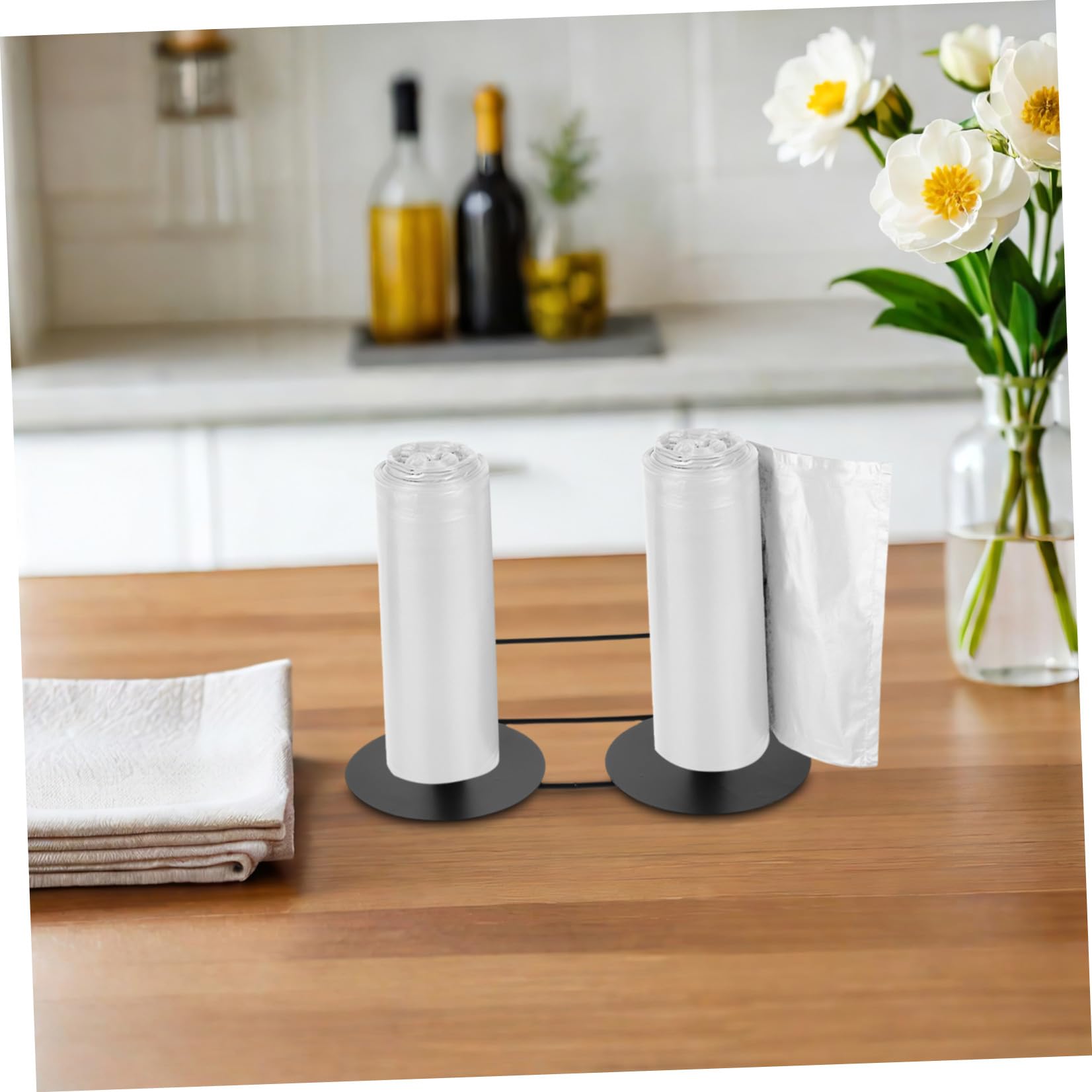 Organizador para Bolsas de Plástico Doble Cabezal de Acero Inoxidable, Soporte Colgante Adaptable para Supermercados y Comercios Montaje Sencillo