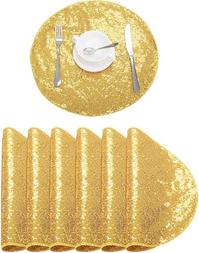 Juego de 6 manteles individuales de lentejuelas, resistentes al calor, manteles individuales resistentes a las manchas, elegantes manteles