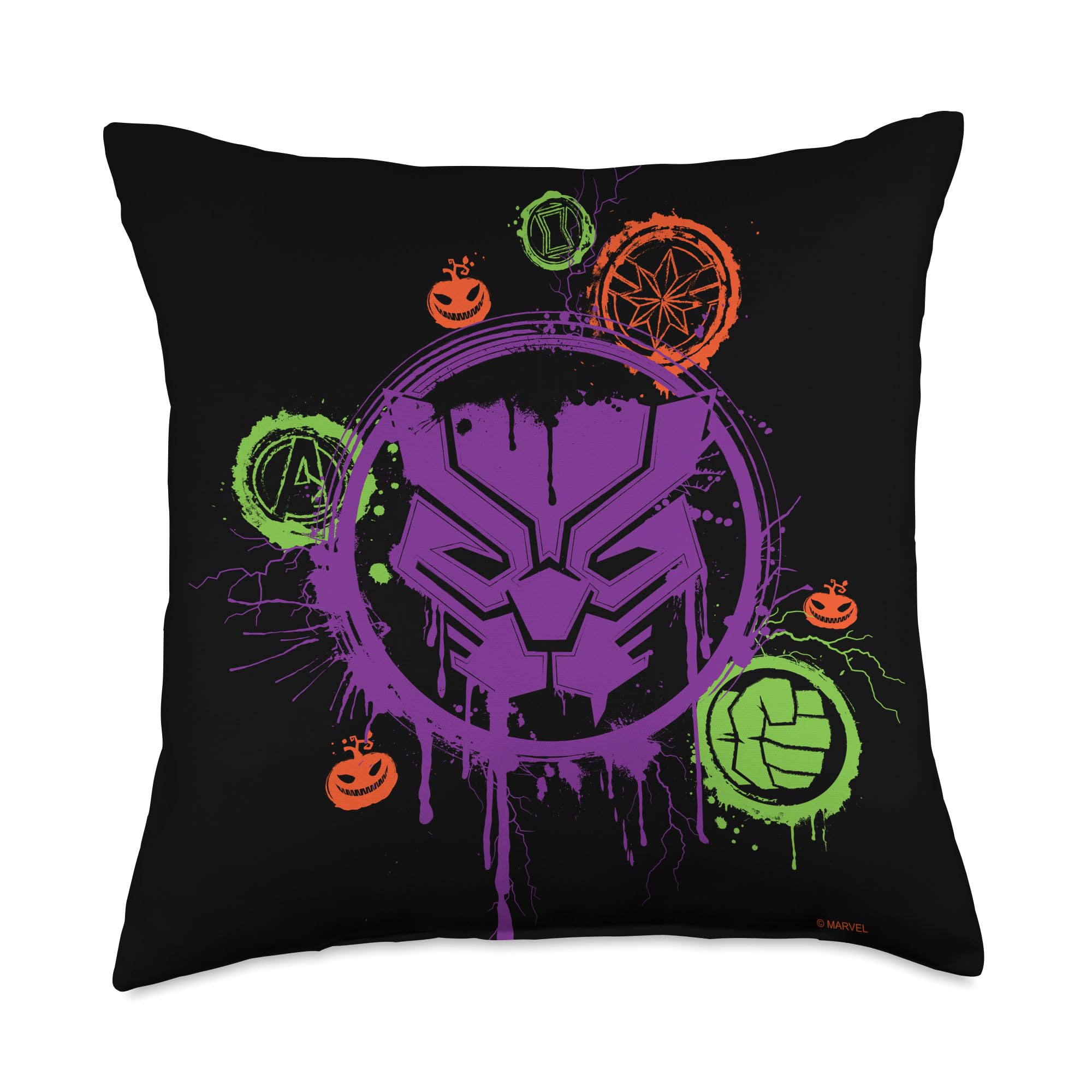 Coussin Black Panther Marvel multicolore design urbain pour soiree film et deco Halloween