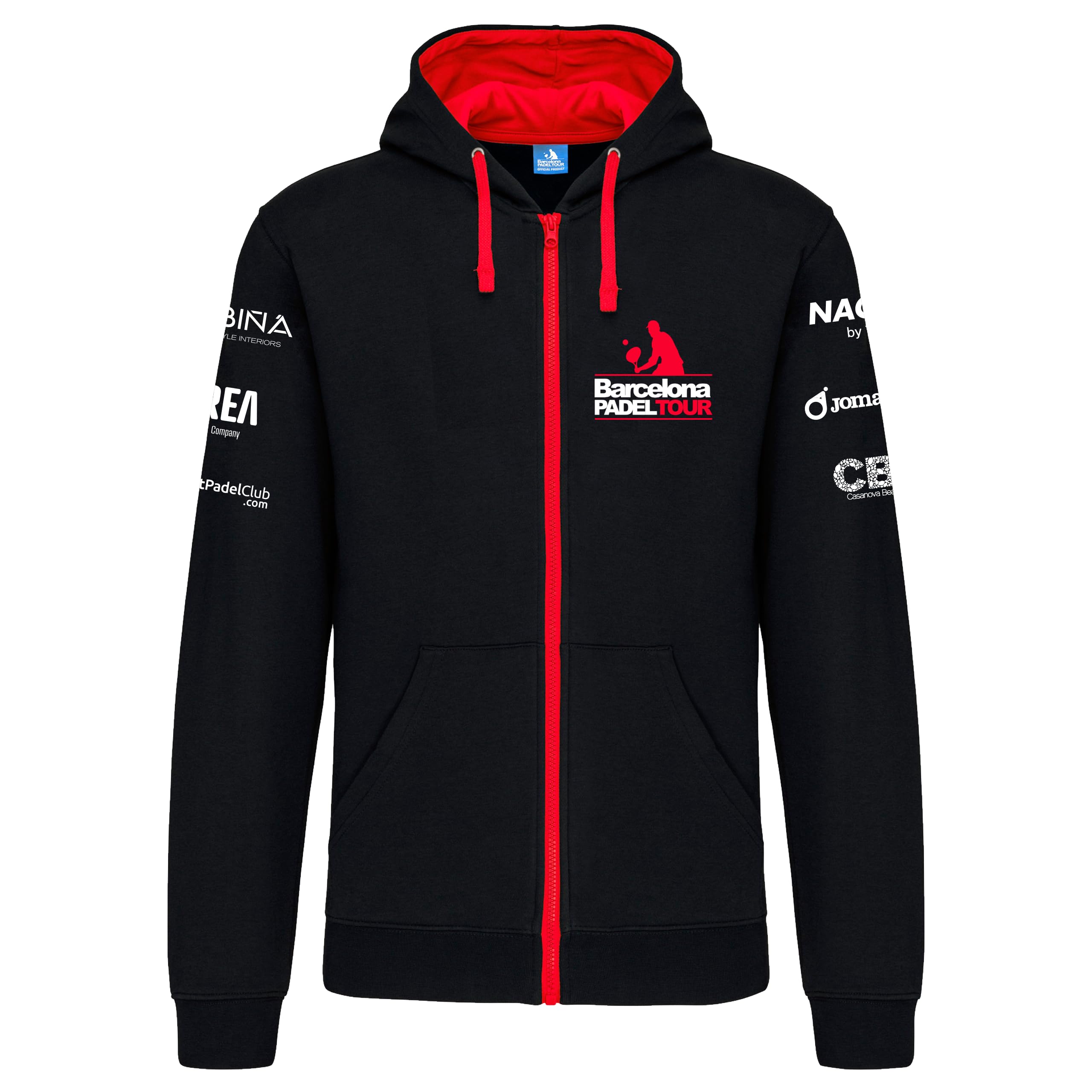 Barcelona Padel Tour | Felpa con Cappuccio da Uomo con Zip | Giacca Sportiva Padel con Stampa Speciale Padel | Abbigliamento Sportivo