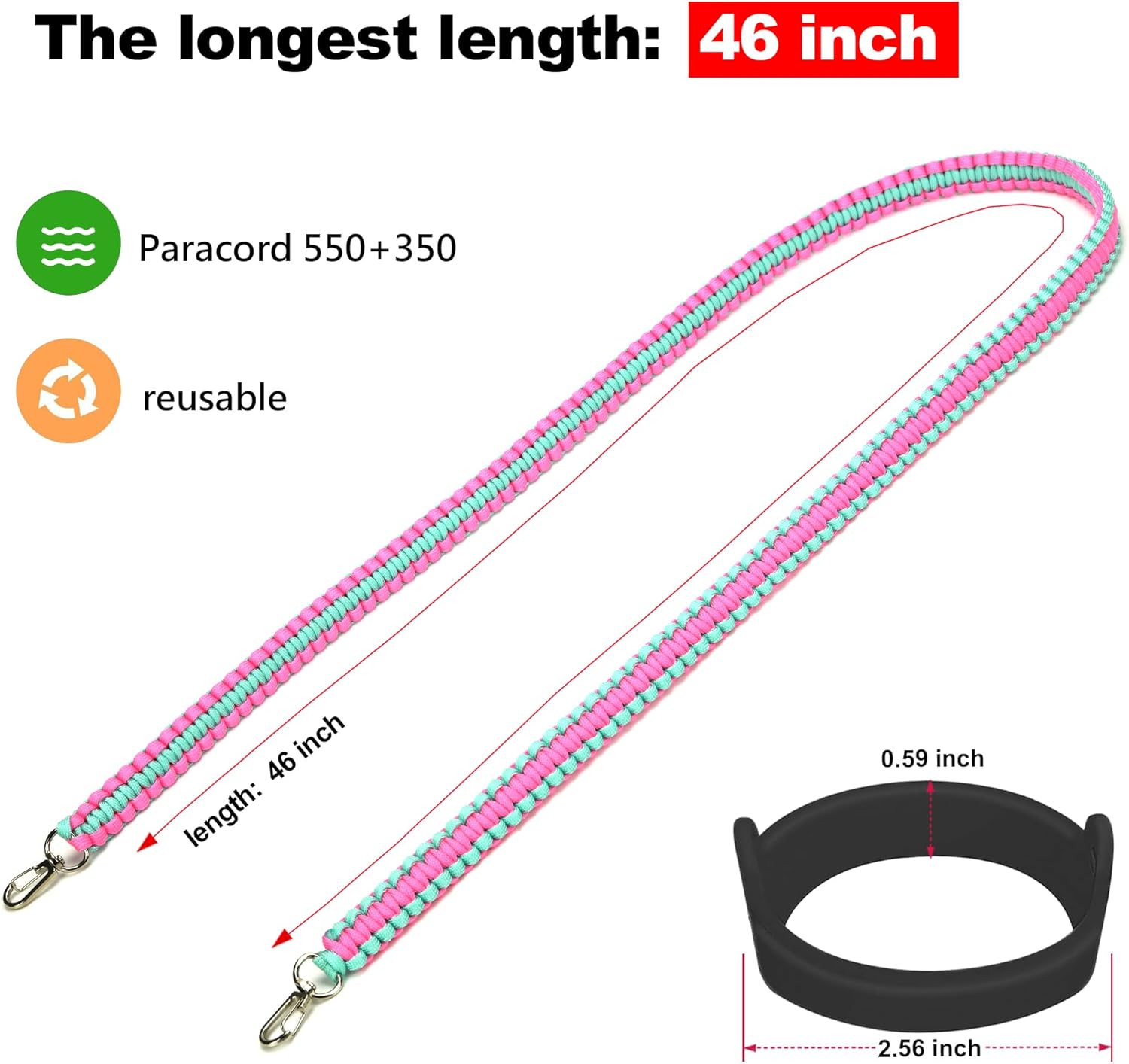 Wongeto Paracord Water Bottle Sling/Carrier fot Stanley holder, Paracord Water Bottle Strap for Stanley Cup Accessories - Image 2