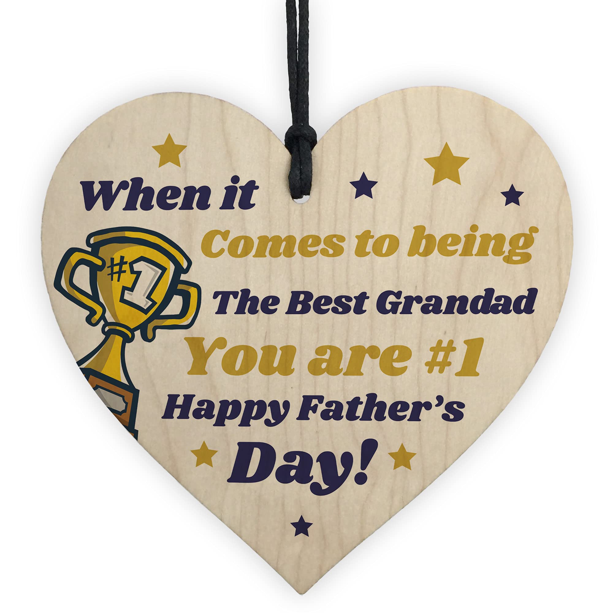 Fathers Day For Grandad Wood Heart Thank You Grandparent For Him