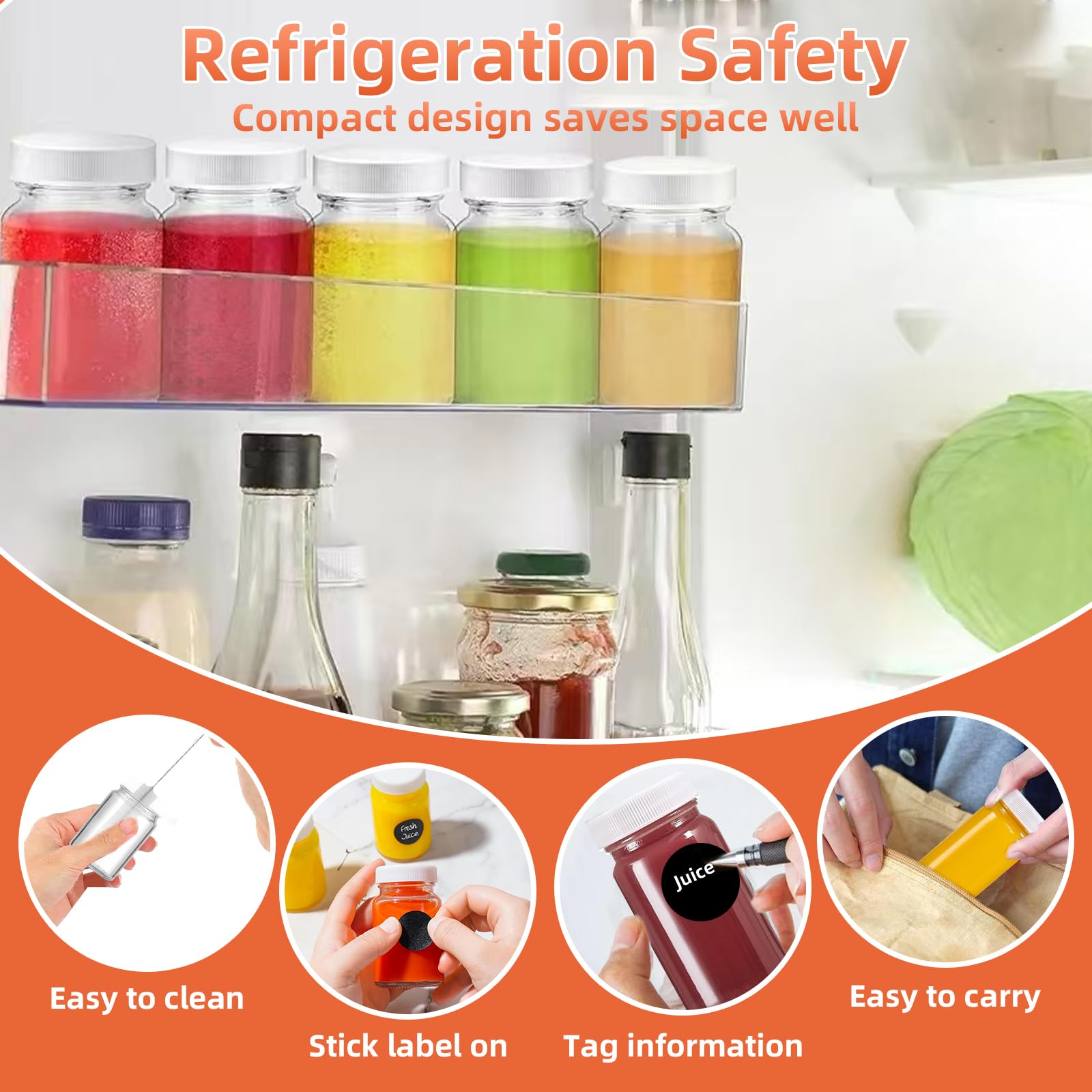 Dinhauyon Reusable Small Clear Jar for Juice Mini Glass Bottles,12Pcs Bottles - Image 2