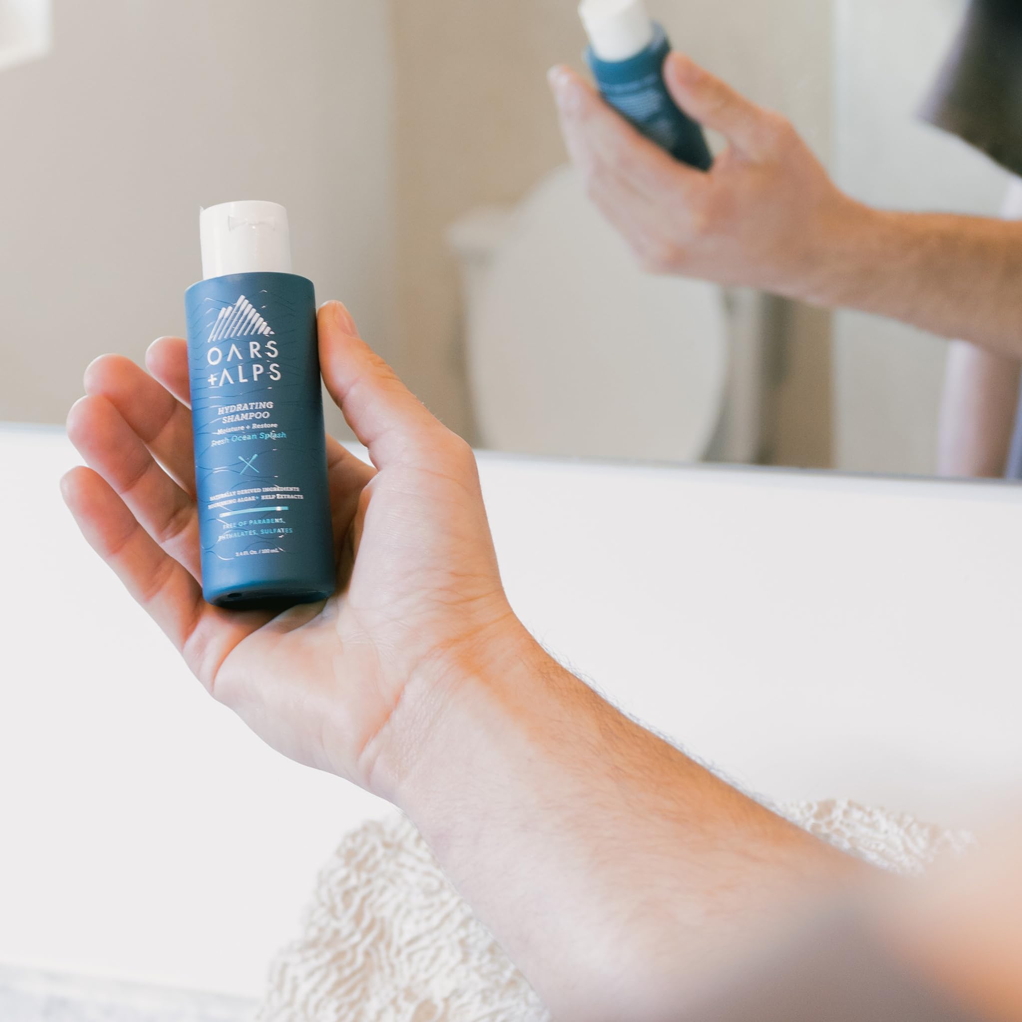 Oars + Alps Men's Sulfate Free Hair Shampoo and Conditioner Set, Infused with Kelp and Algae Extracts, Fresh Ocean Splash, Travel Size 3.4oz Each