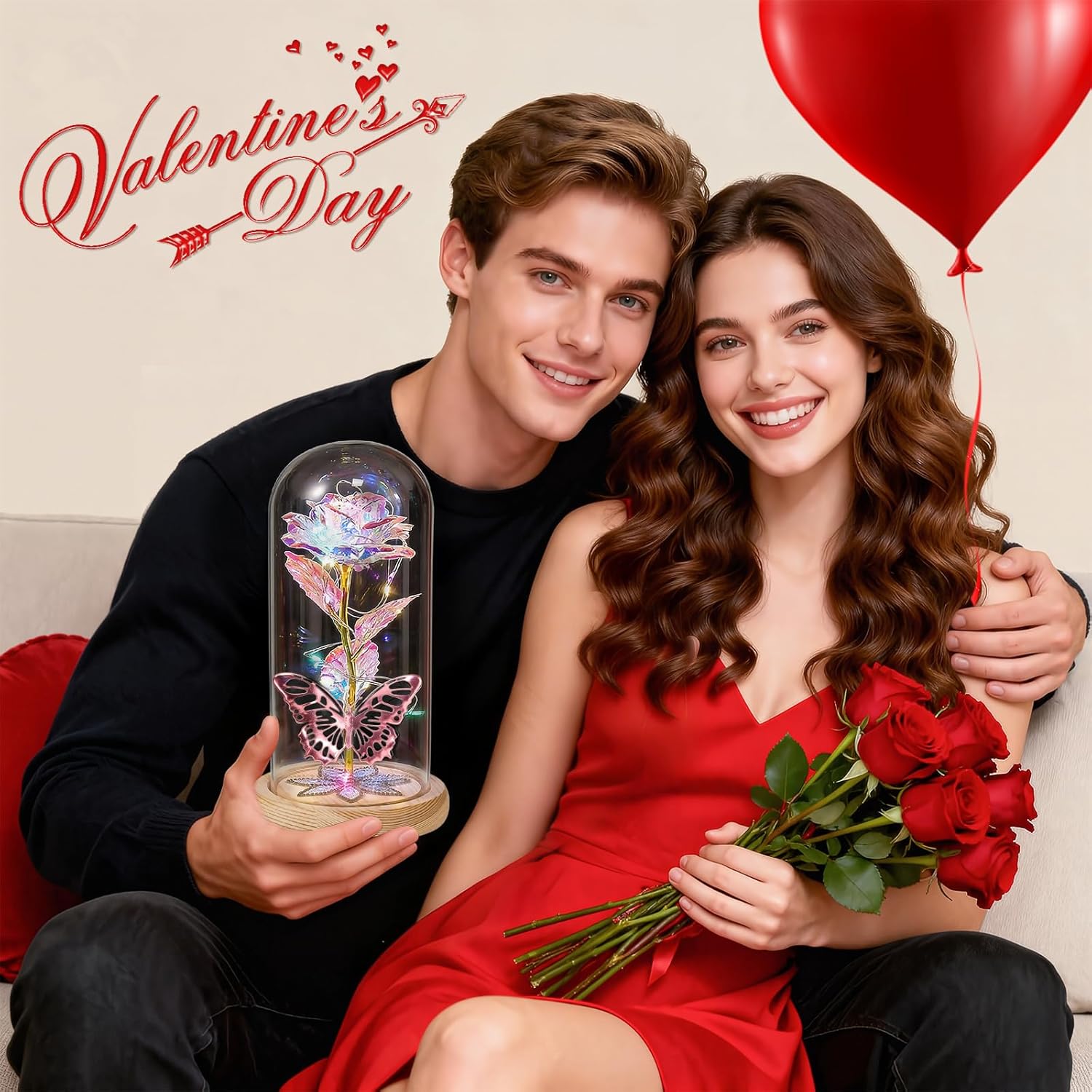 Valentines Day Rose Gifts for Her Women Mom, Galaxy Glass Rose Forever Preserved Flowers for Delivery Prime Rose in Glass Dome Valentine's Day Flowers Gift for Wife Girlfriend Daughter Anniversary - Image 2