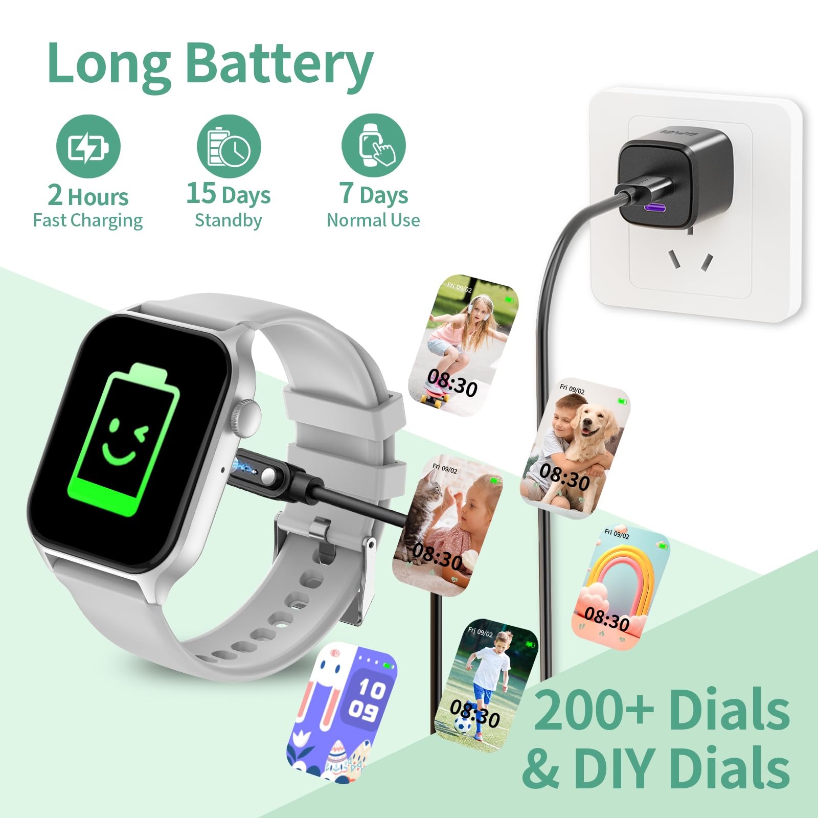 Inteligentny Zegarek dla Dzieci Smartwatch Chłopcy Dziewczynki | Tętno Śledzenie Snu Krokomierz Budzik Sportowy IP68 Wodoodporny Fitness Tracker -Prezenty dla Nastolatków
