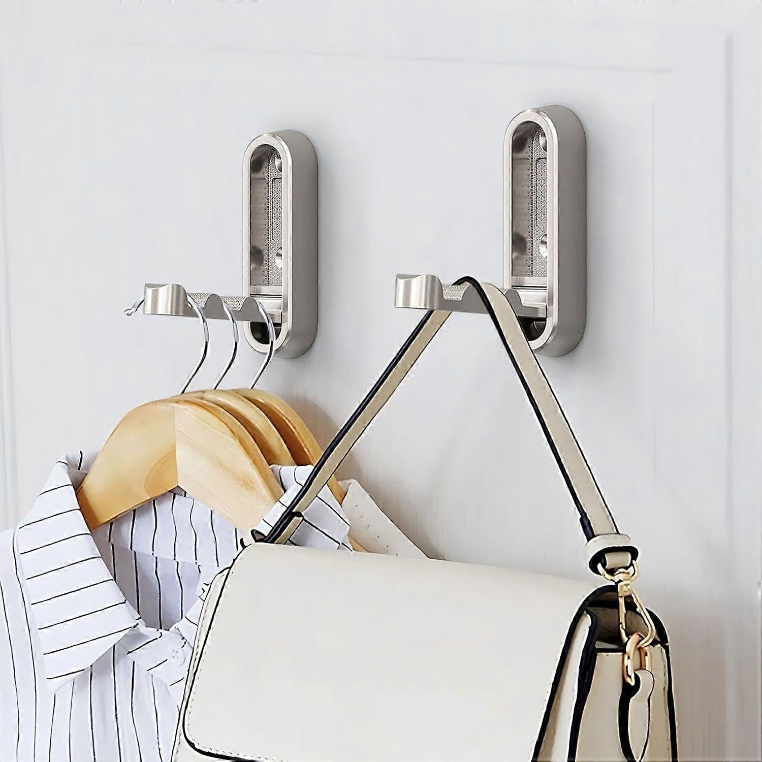JOYHAPPST Foldable Coat Hooks, Invisible Folding Retractable Wall Hooks, Single Retractable Hook, Fo