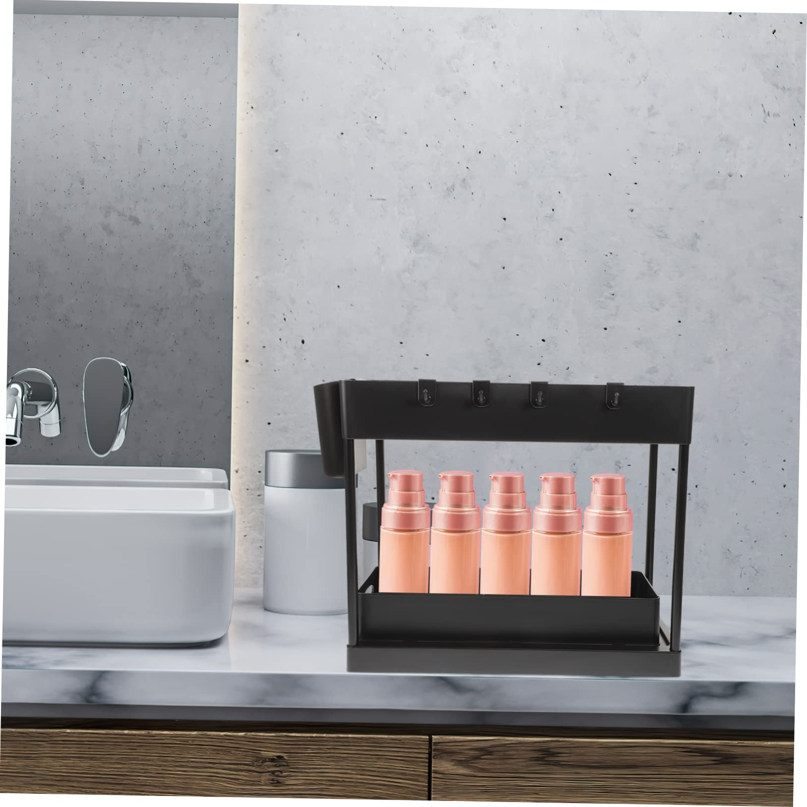 LABRIMP 1set Organizer Sottolavello Cucina Strati con Scorrevole e Ganci Portaoggetti per Bagno e Cucina Soluzione Pratica per Conservare Detersivi e Accessori