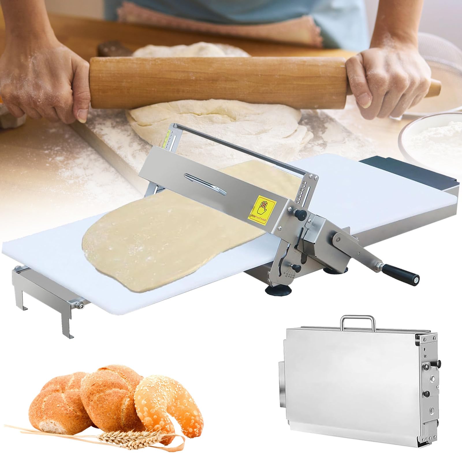 Manuelle Teigrollermaschine für den privaten und gewerblichen Gebrauch – Einstellbare 0–25 mm Teigmaschine für Pizza-Croissants frische Nudelblätter – 400-Modell ideal für Backbegeisterte