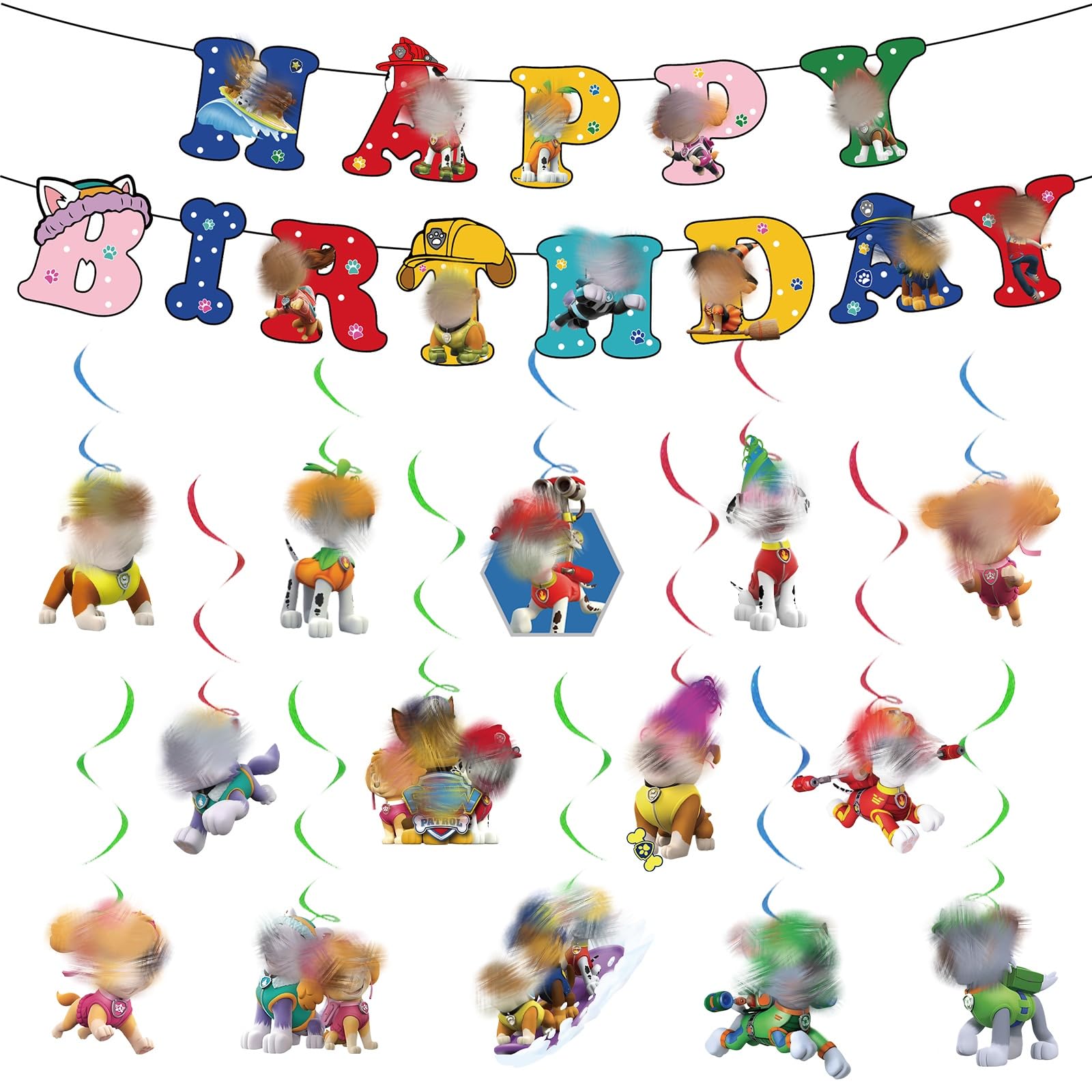 Birthday Banner Happy Birthday Decoration, 14PCS Bunting Garland and Hanging Decoration, Birthday Banner, Theme Kids Banner Party Deco ration for Girls Boys Birth day Party