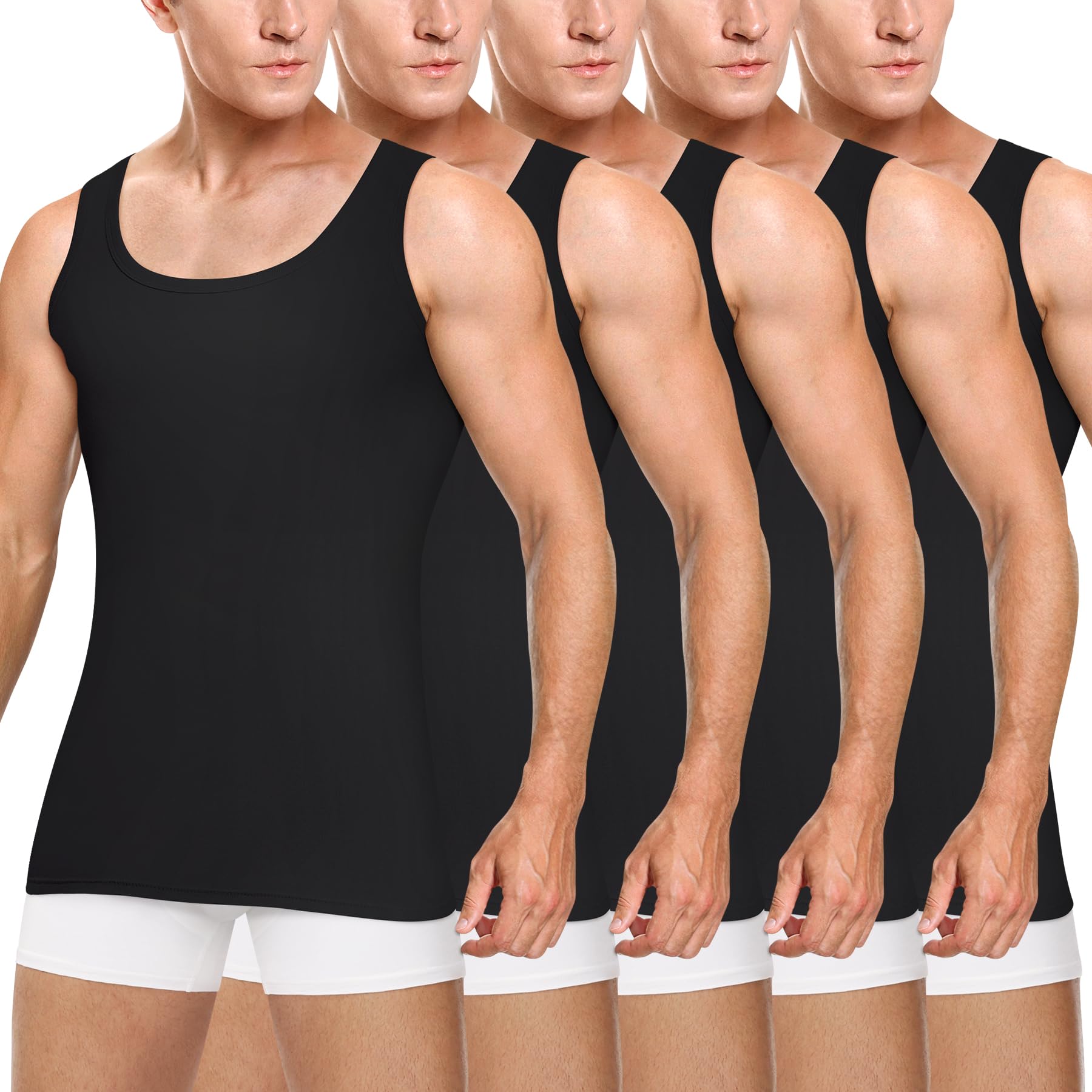 Gutable Unterhemd Herren 3/5er Pack Tank Top Baumwolle Männer Unterhemden Weiß Schwarz Mehrfarbig