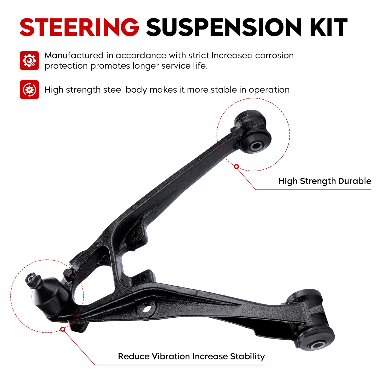 Front Lower Control Arm With Ball Joint Kit For 2007-2011 Chevy Silverado, Tahoe, Suburban & Escalade