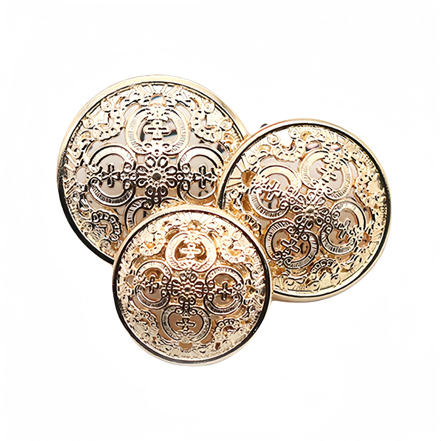 10 Pcs Hollow Metal Button Black Sliver Gold Buttons Round Decorative Button for Clothes Sewing Accessories