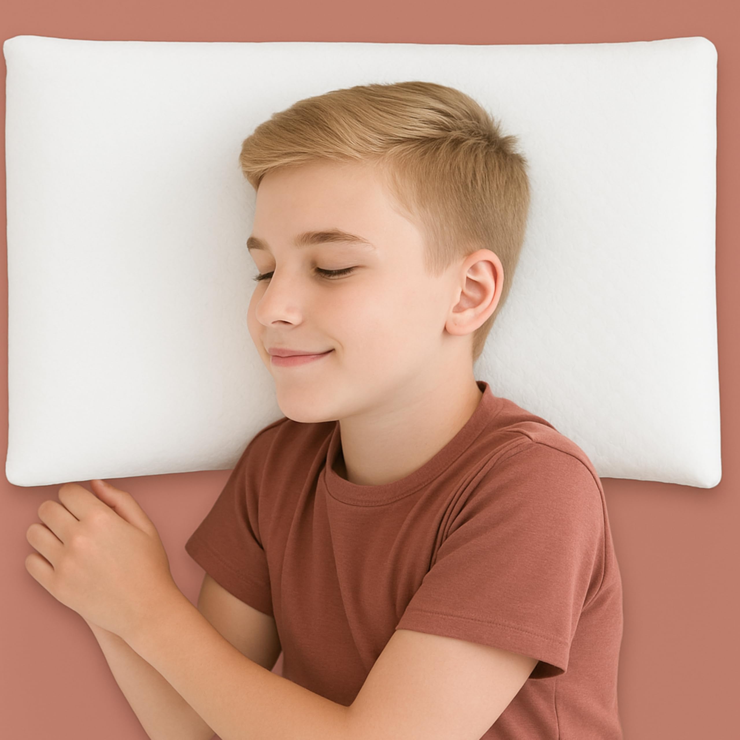 KNERST® Kinderkopfkissen - Ergonomisches Kissen Kinderzimmer mit Memory-Schaum - Kissen 40x60x8,5 cm ideal als Kinderkissen - Kopfkissen 40x60 für erholsamen Schlaf inkl. Kissenbezug - für Kinder