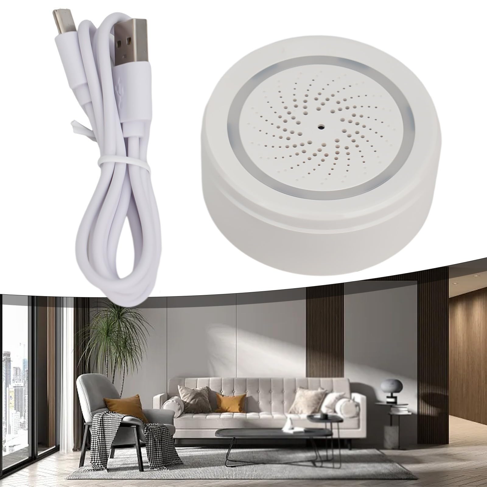 Alarme WiFi pour Tuya, sirène avec capteur de température et d'humidité, alarme de volume réglable, alarme contrôlée pour l'application pour Tuya Smart