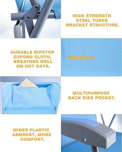 Miniatura 5 de #WEJOY Silla de playa portátil ligera y plegable, silla de camping con respaldo alto, sillas plegables al aire libre con correa para el hombro para
