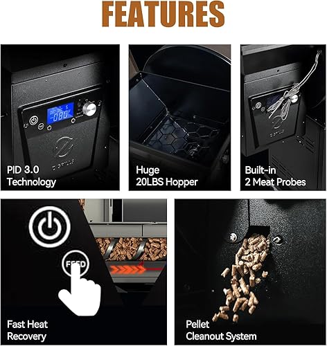 Miniatura 2 de Z GRILLS Parrilla eléctrica de pellets y ahumador 2025, área de cocción de 700 pies cuadrados, aislamiento de doble pared, controlador PID V2.1,