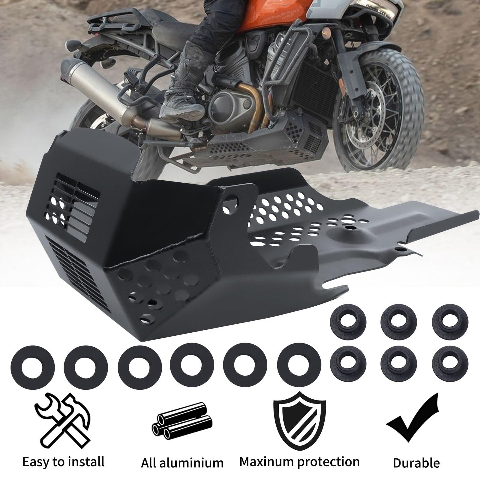 Osłona płyty podwozia Do PAN AMERICA 1250 RA1250 S ADV 2021-2024 Osłona podwozia motocykla Skuteczna | Osłona zabezpieczająca pod silnikiem Osłona osłony podwozia(Black)