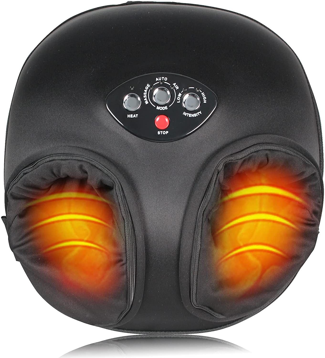 FISHTEC - Masseur de Pieds Électrique Chauffant - Shiatsu et Pressothérapie - 2 Modes et 2 Intensités - Compression d'Air - Soulage Tensions et Douleurs - Tissu Lavable - Appareil Léger et