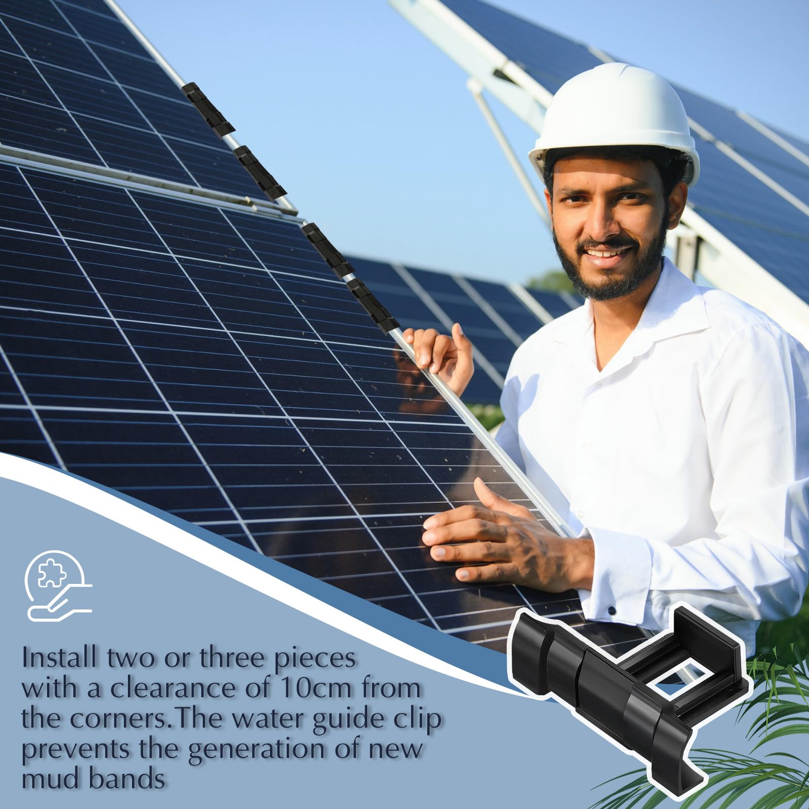 200 Clips de Drenaje de Agua para Paneles Solares Clips de Drenaje de Agua Clip de Extracción de Lodo Clip de Limpieza de Módulo Fotovoltaico para Drenaje de Agua, Negro (30 mm)