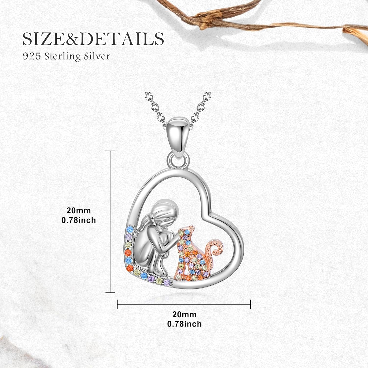 AOBOCO Dog/Cat Necklace Sterling Silver Heart Pendant Puppy/Cat Lover Memorial Keepsake Jewelry Gifts for Women - Image 4