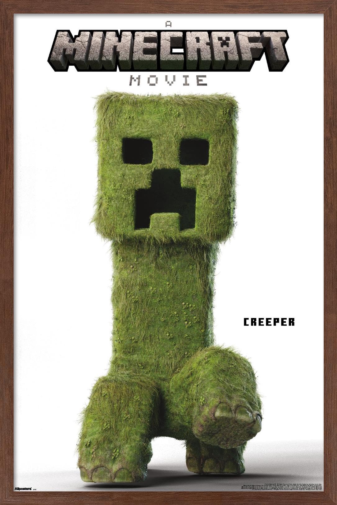 Trends International A Minecraft Movie - Creeper Feature Series Wall Poster, 34L x 22.4W, Mahogany Framed Version