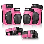 Forzueby Adult/Kids Knee Pads Elbow Pads Wrist Guards 6 in 1 Protective Gear Set for Inline Roller Skating Skateboarding Scooter BMX etc.