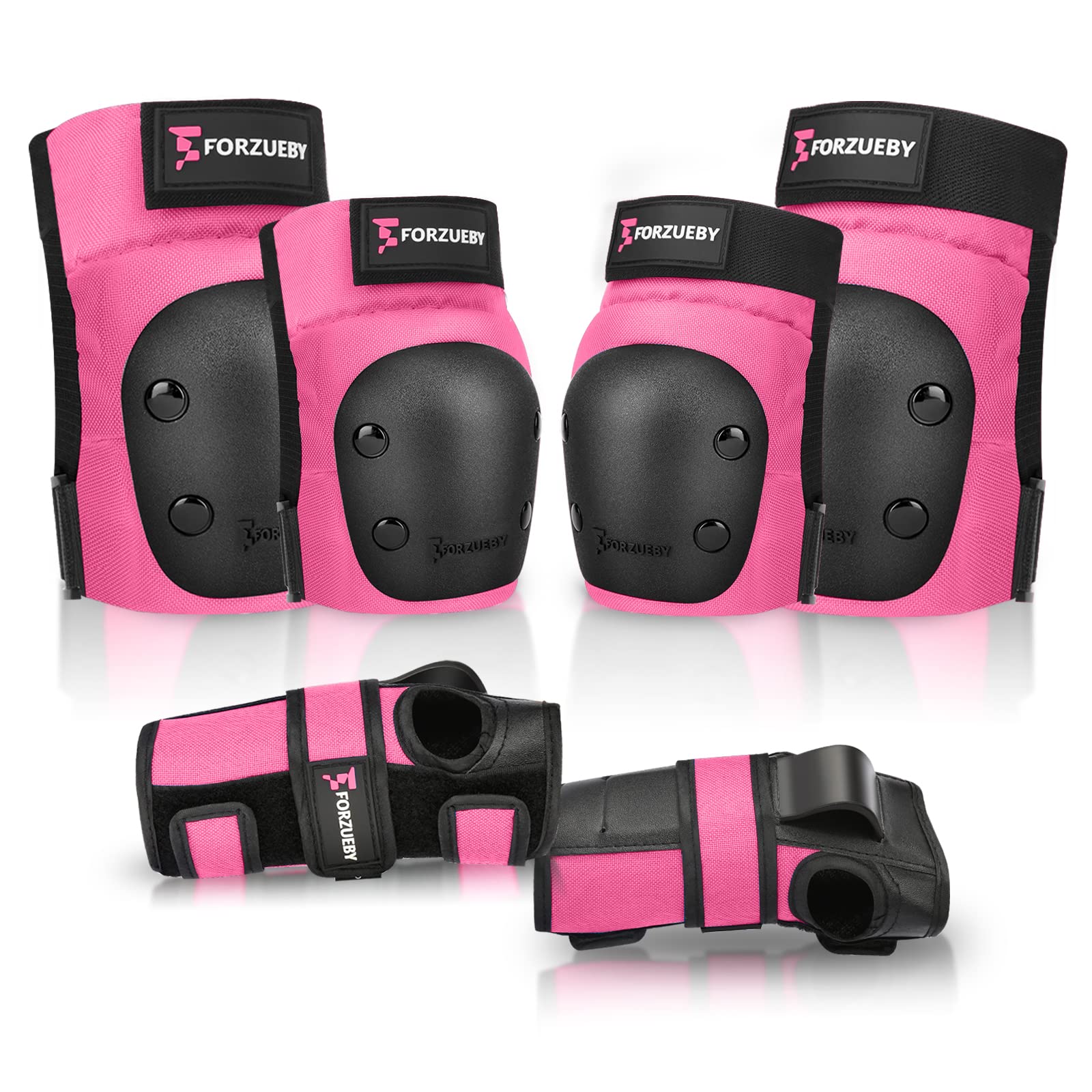 Forzueby Ginocchiere Gomitiere Protezioni per i Polsi 6 in 1 per Adulti/Bambini Set di Protezioni per Pattinaggio a Rotelle in Linea Skateboarding Scooter BMX ECC.