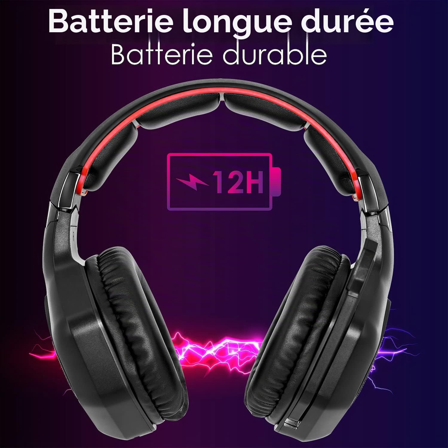 EMPIRE GAMING - WarCry P-W1 Casque Gamer sans Fil WiFi avec Microphone - PS5, PS4, PC, Mac, Xbox, Switch - 2.4 GHz Wireless - Son Stéréo Surround - LED Rouge - 3.5mm Jack