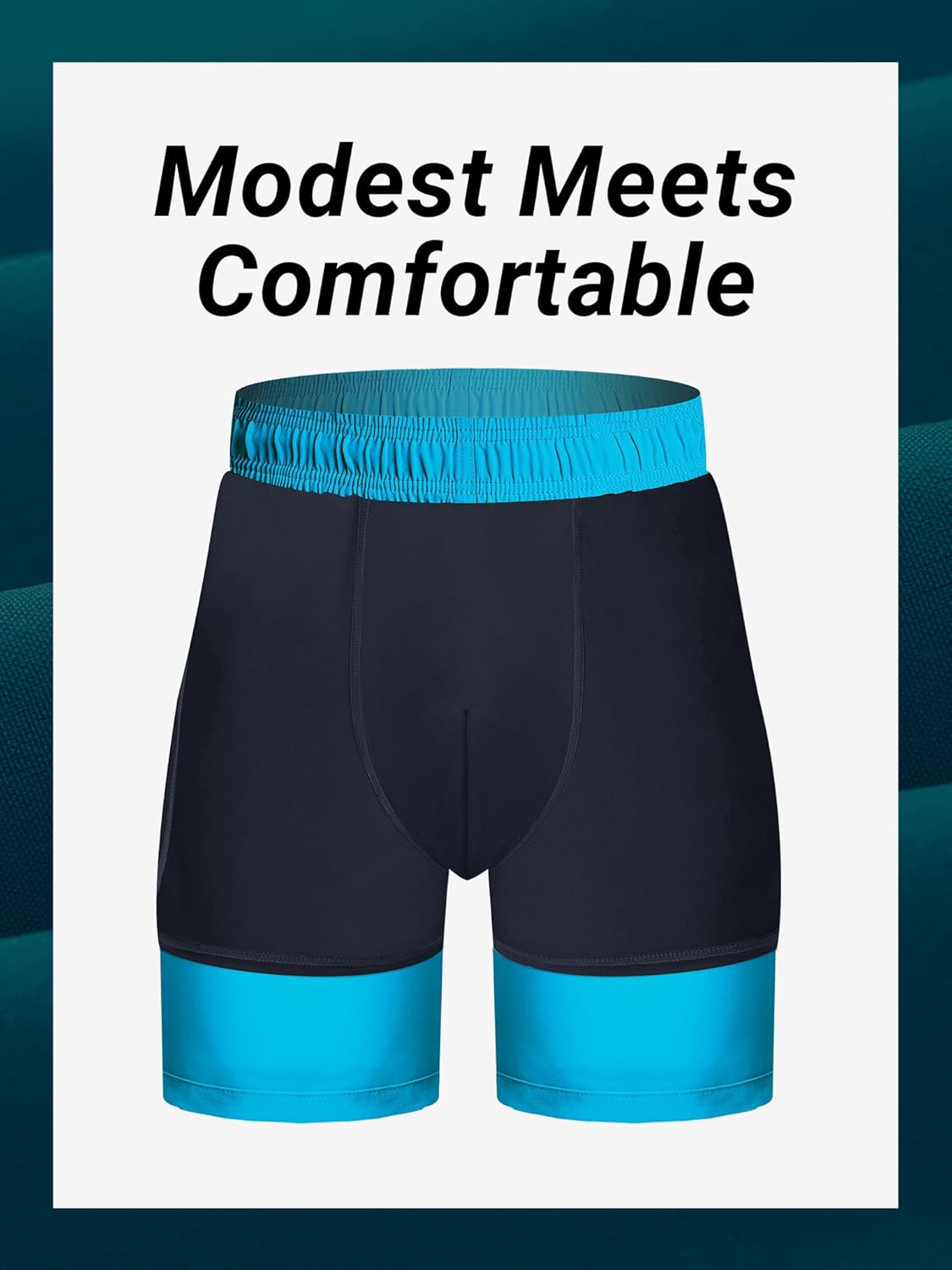 Arcweg Mens Swim Trunks with Compression Liner 2 in 1 Beach Swimming Trunks Quick Dry Swim Shorts with Zipper Pockets - Image 5