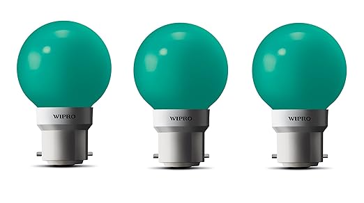 wipro Glass Safe lite N10005 B22 0.5-Watt LED Night Lamp (Green) – Pack of 3 at Rs. 83