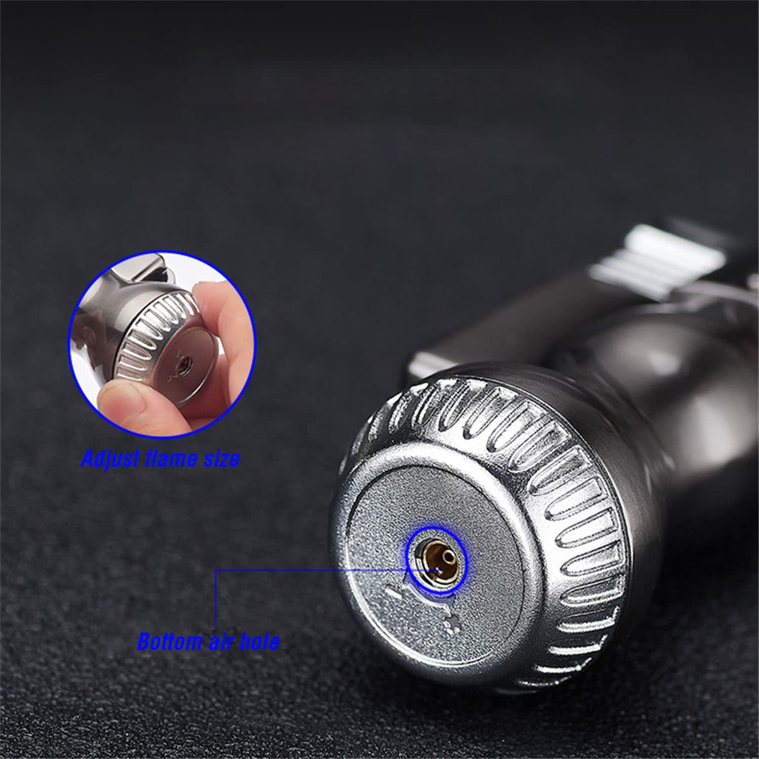 2 PCS Coupe-Vent Briquet Torche Réglable Jet Flamme Rechargeable Butane Mini Gourde Cigarette Outil pour Souder Cuisine BBQ Bougies Camping Cheminée (Noir)