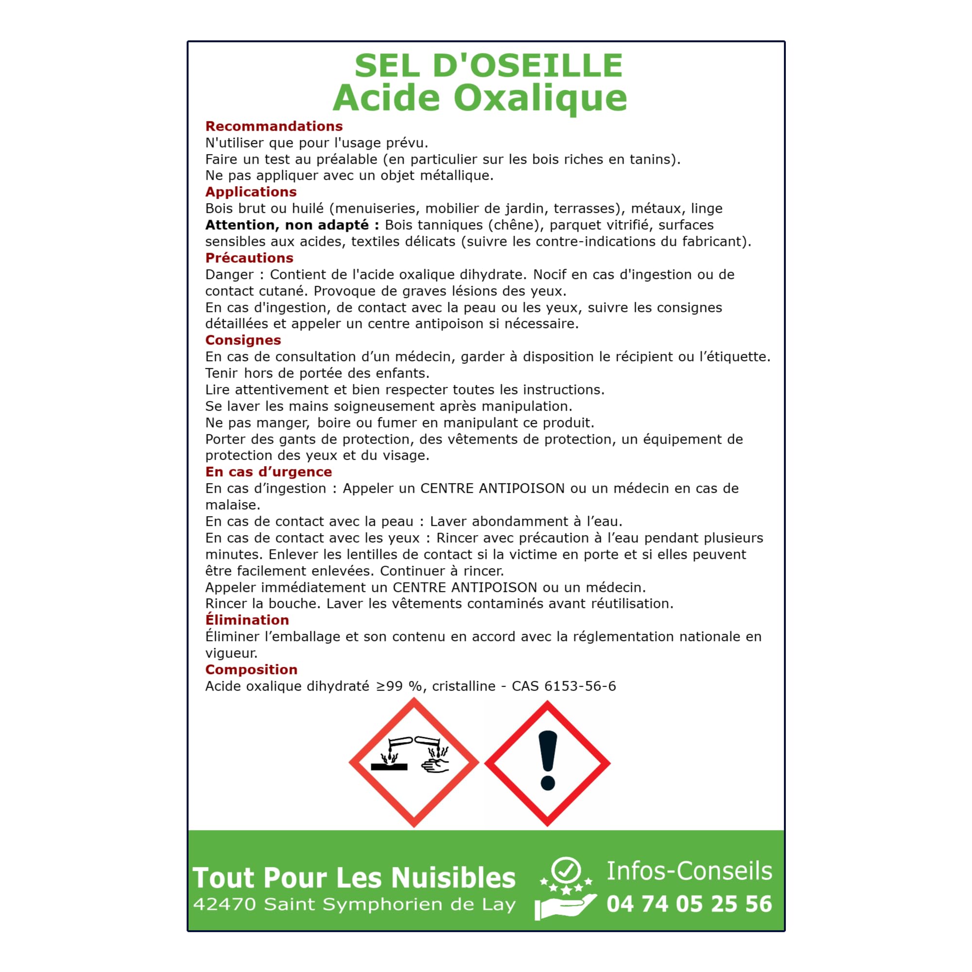 Sel d’Oseille 3 kg - Acide Oxalique 100% Naturel - Blanchir, Détacher, Rénover et Désoxyder