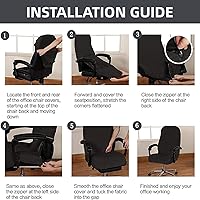 Vista 8 de Funda para silla de escritorio de oficina elástica de terciopelo a prueba de gatos con ruedas, funda de asiento de silla con protector de Beige