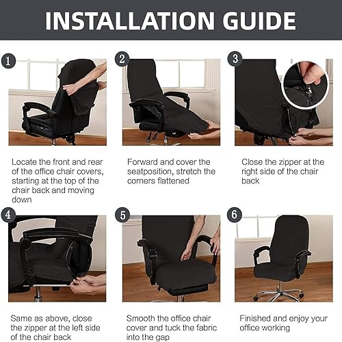 Miniatura 8 de Funda elástica de terciopelo para silla de oficina de computadora con reposabrazos, funda protectora de elastano de color sólido, funda universal