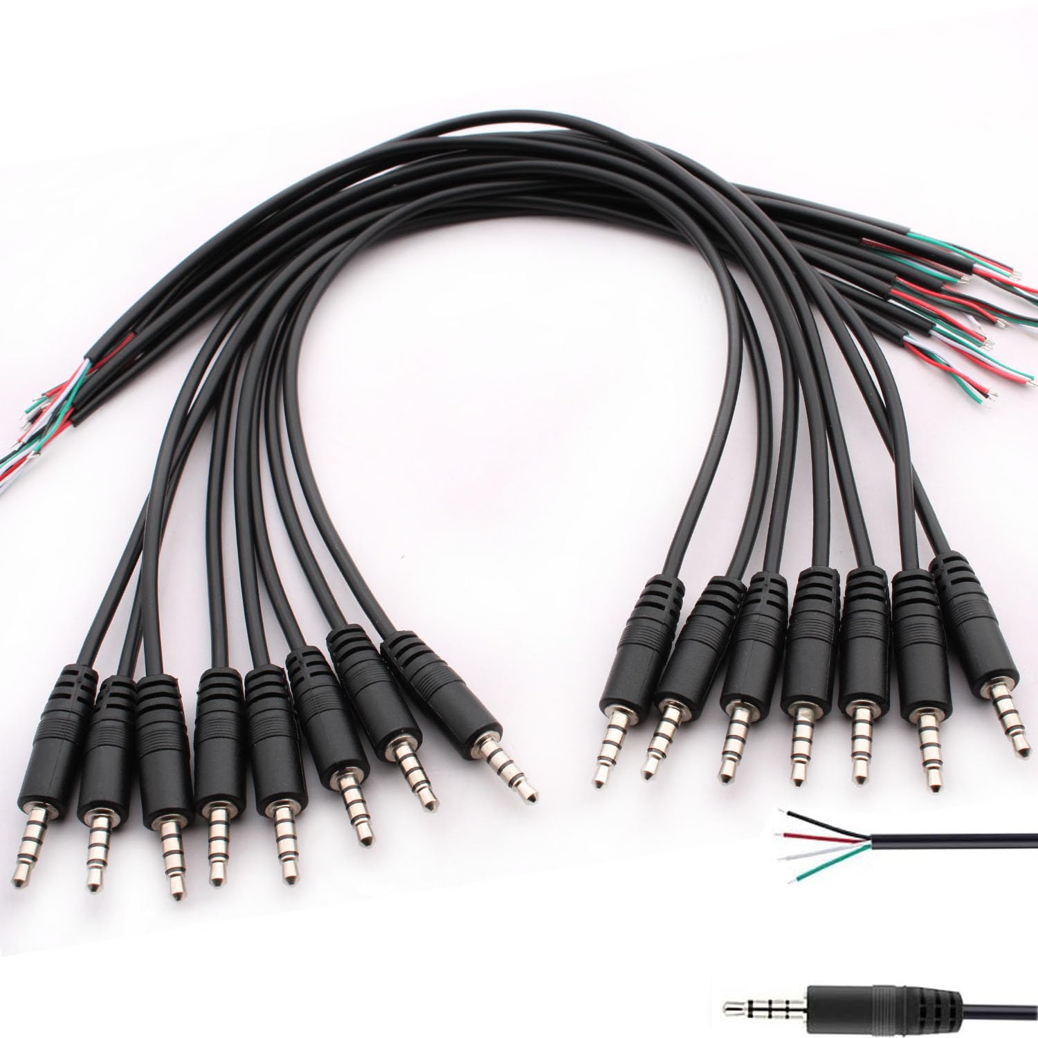 Lot De 5 Câbles Audio 2,5 Mm TS Mâle Vers Fils Nus - Pour Réparation Casque, Micro, Haut-parleur - Facile à Installer