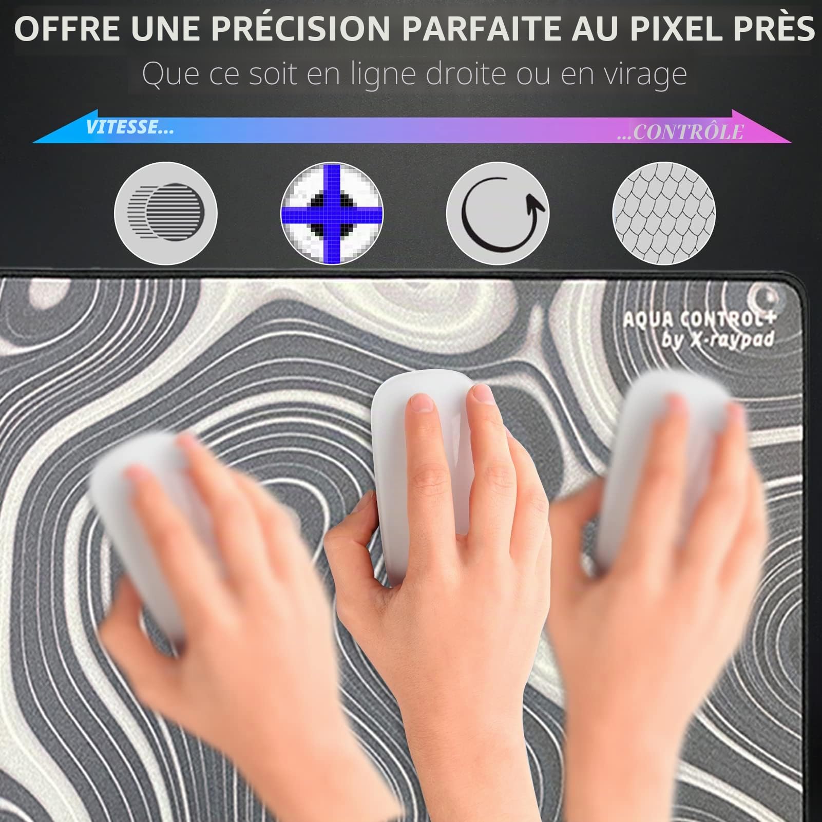 Tapis de Souris de Jeu X-Raypad Aqua Control Plus AC+ Rob, Ultra-Haute précision avec Une Vitesse et Une capacité de contrôle parfaites, conçu pour Les Joueurs Fps avec de Faibles exigences en DPI