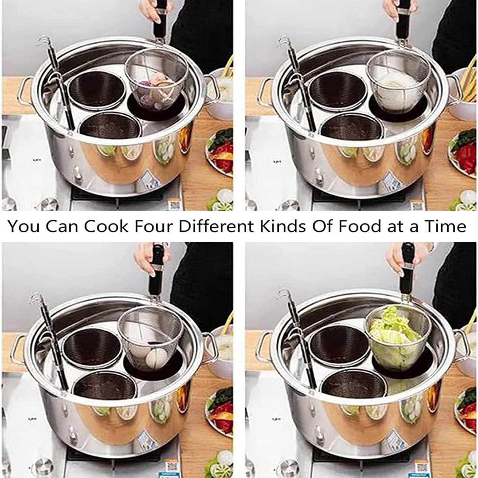 UMJIGF Spaghetti Noodle Cooking Machine, Home Kitchen Storage Pot Restaurant Steam Pot Manual Pasta Makers with Distributor and Colander Strainer, Cook Hot Pot, Spicy Food, Pasta,