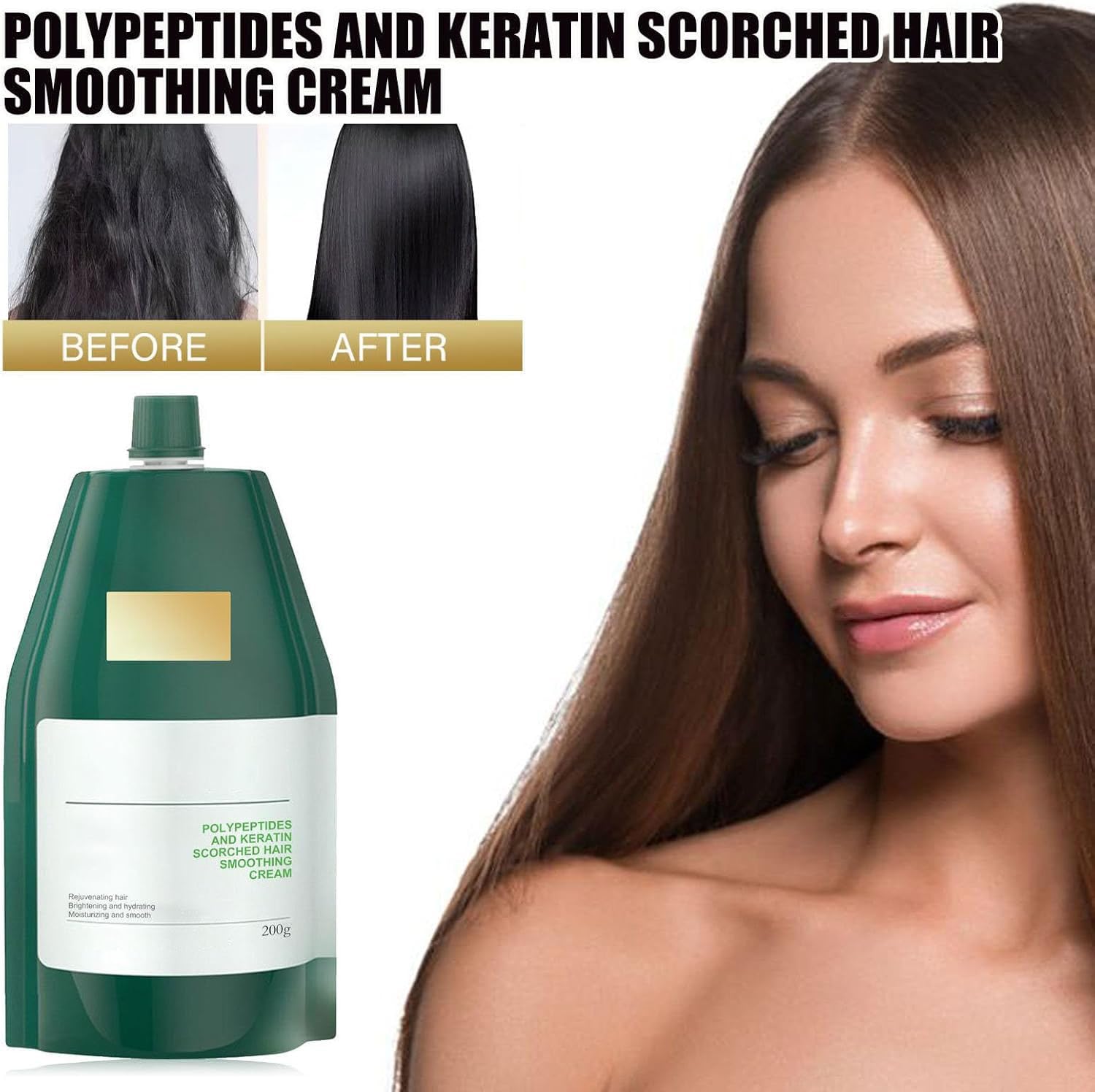 Krem do włosów polipeptydowych z keratyną, nawilżający smoothing Hair Damage Repair Cream, profesjonalny krem do włosów z keratyną do silnie farbowanych i zniszczonych włosów, polipeptydów, keratyny