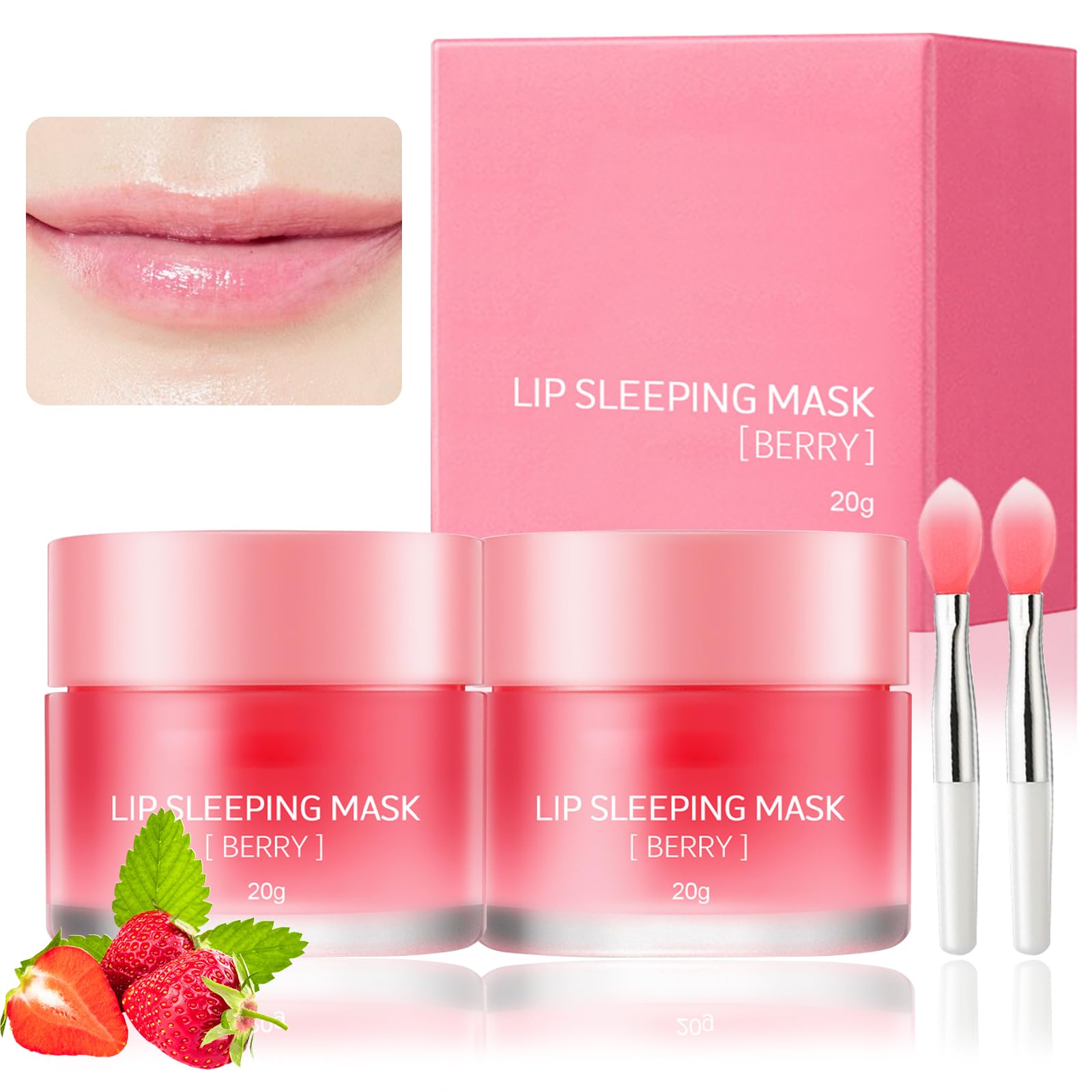 wimonyLip Mask 2 PCS, Lip Sleep Mask, Night Repair and Moisturizing Lip Balm, Moisturizing Strawberry Lip Mask is Suitable for Dryness, Chapped, Peeling, Cracked Lips to Reduce Lip Lines