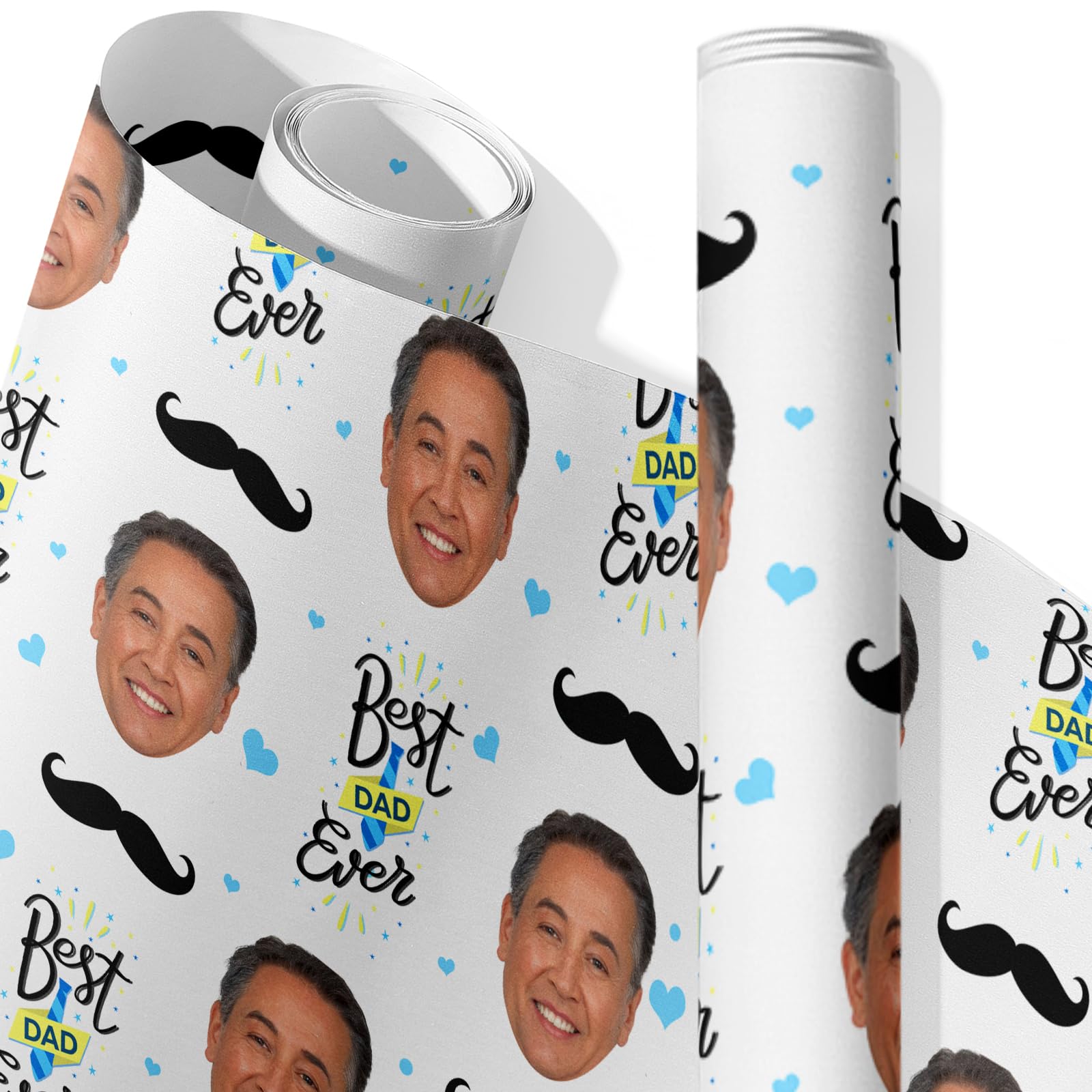 Personalised Wrapping Paper Personalized Wrapping Rolls Paper with Photo Text Custom Gift Wrap Roll for Birthday Mother Father Day Anniversary Wedding Easter Graduation, 2 Rolls, 74x51cm