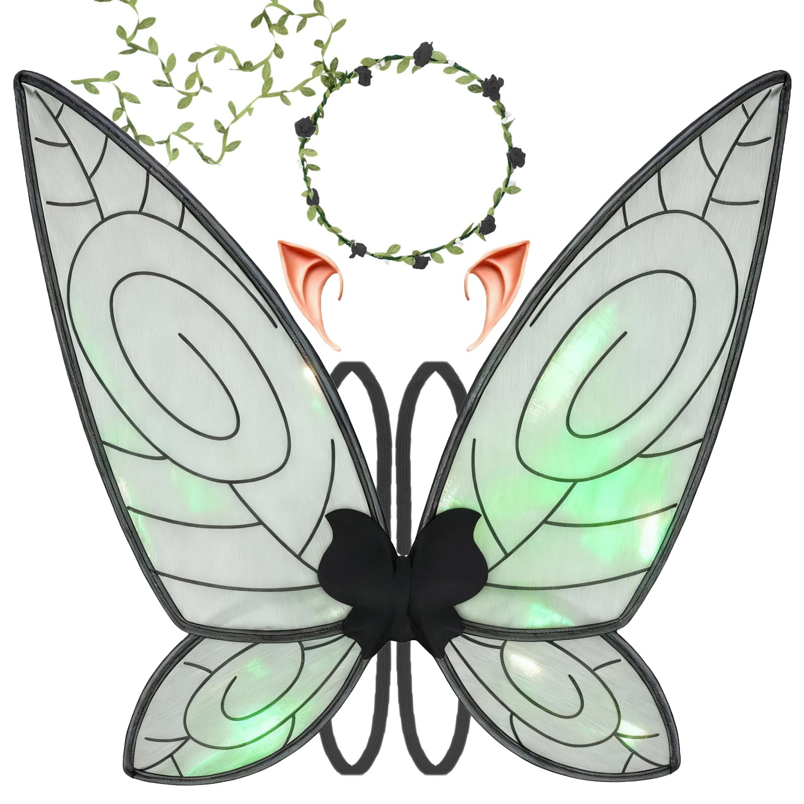 LOHZAQ Fairy Wings for Adults Women, Iridescent Fairy Costume Angel Butterfly Wings for Themed Party Cosplay Dress Up