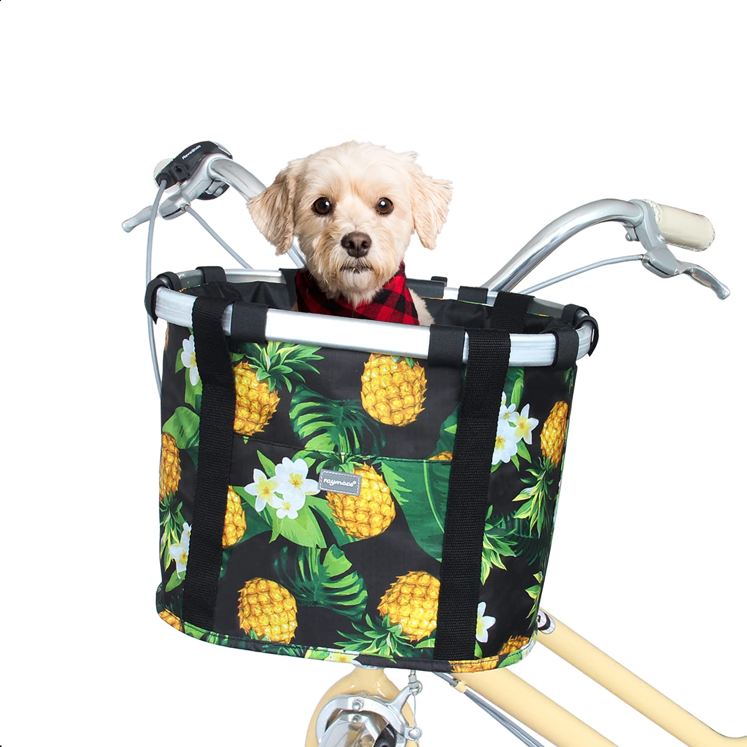 RAYMACE Bicycle Basket Dog Bike Handlebar Basket Front,Folding Detachable Quick Release Easy Install,Cycling Picnic Bag