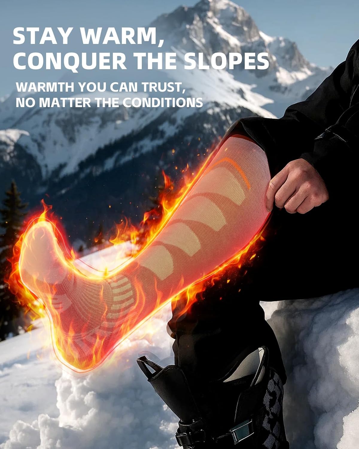 Merino Wool Ski Socks for Women Men - Warm Thermal Padded Cushioned Knee High Socks for Winter Skiing Snowboarding - Image 4