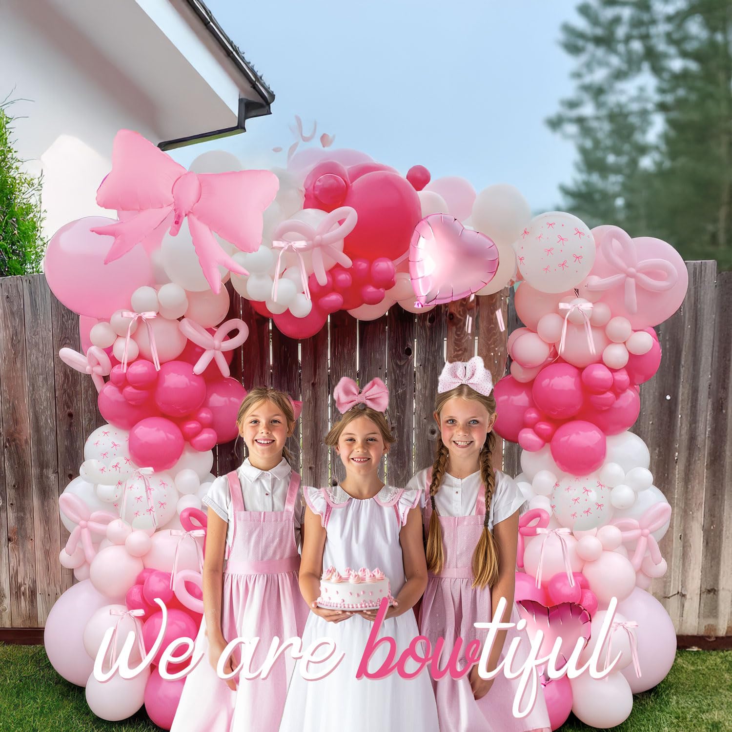 Coquette Birthday Decorations Decor 121Pcs Coquette Bow Pink and white Balloon Garland Arch Kit magenta Pastel Pink Balloons and Heart bow Mylar balloons for Girl Birthday Party Decorations