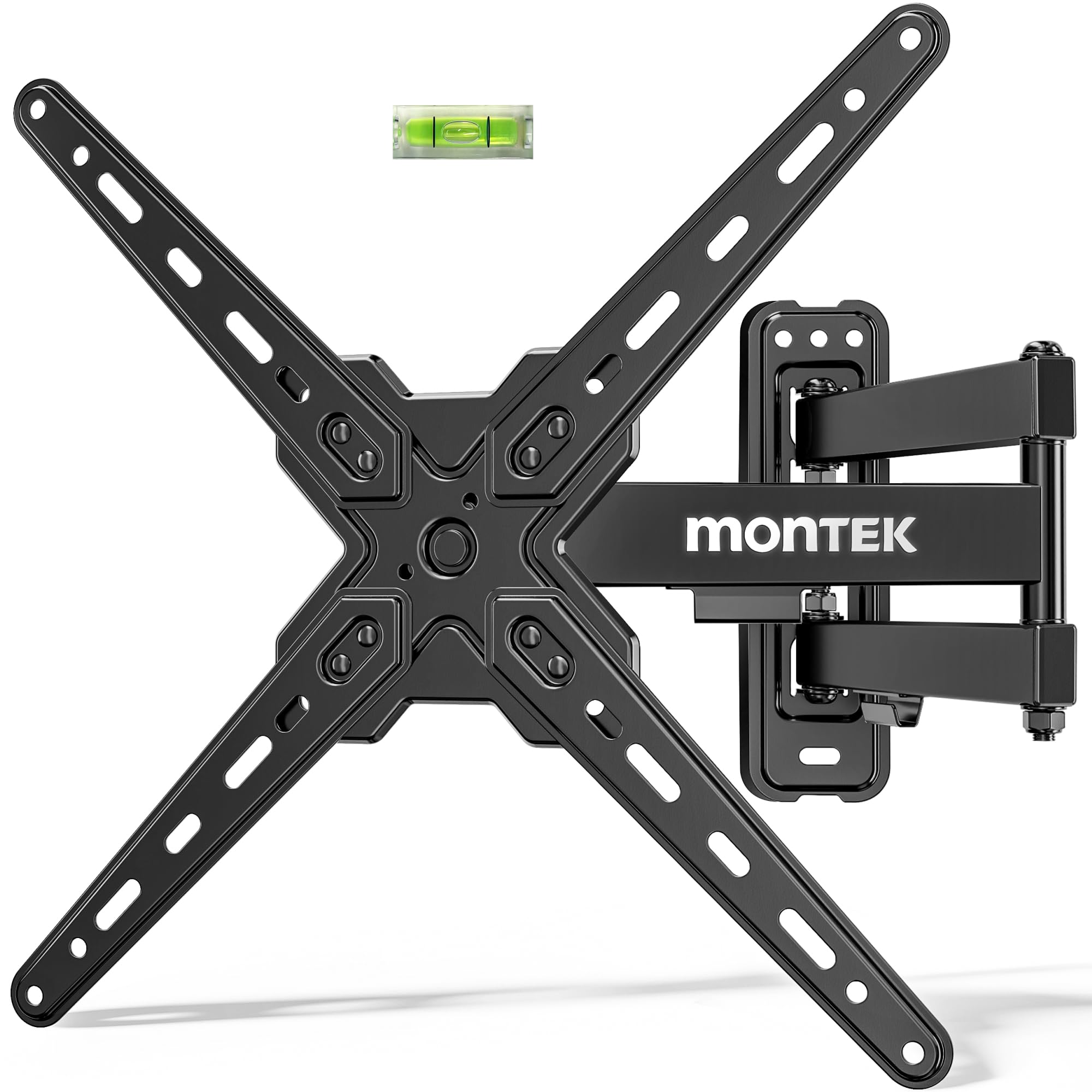 monTEK TV Wandhalterung für 13-55 Zoll Flach & Curved Fernseher oder Monitor bis zu 25kg, Schwenkbar und 180° Drehbar, Neigbar TV Halterung, Universal Wandhalterung Fernseher Max. VESA 400x400mm